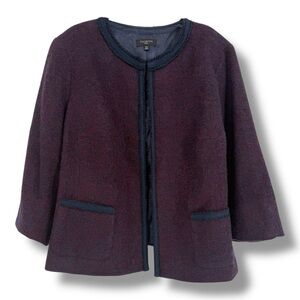 💜 Talbots Bouclé Tweed Jacket with Trim – Size 12P New